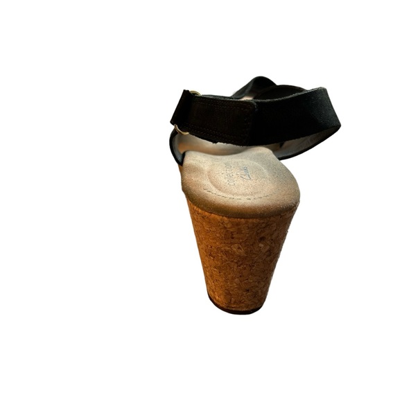 Clarks Annadel Eirwyn Black Leather Wedge Sandals sz 8 1/2 - Picture 7 of 9